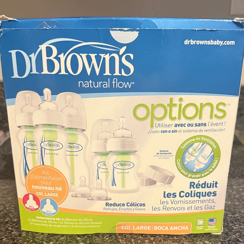 Dr. Browns Natural Flow Baby Bottle Set - White and Green